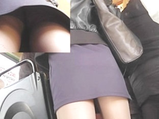 Hose Legs Up The Short Petticoat On Bus