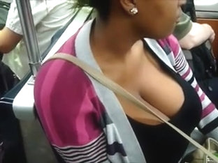 Jiggling Black Tits In Train