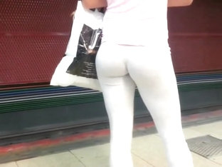 Sexy Phatty In White Tights Teasing By The Deli..