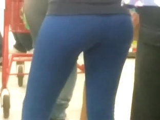 Nice Sexy Booty Latina Woman In Blue Leggings