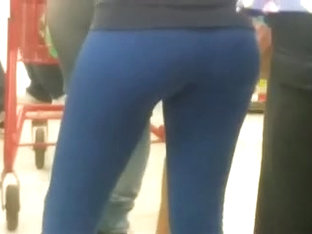 Nice sexy booty latina woman in blue leggings