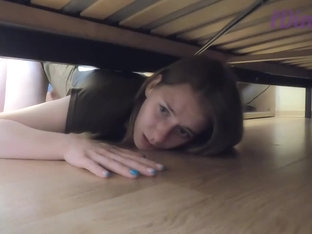 A Young Blonde was Fucked while she was Washing the Floors and got Stuck under the Bed