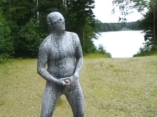 Spandex snake jerks off in parking lot