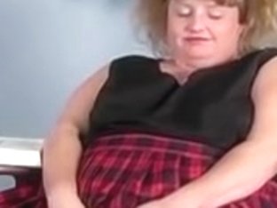 Big Beautiful Woman Golden-haired Masturbates On The Chair