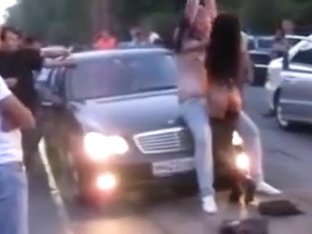 Car Show Girl Practically Fucks Guy In Public