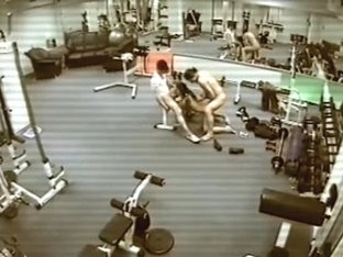 Security Cam In The Gym Filming Threesome Fuck!