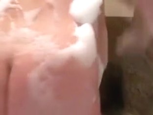 My Juggy Blonde Lover Plays With Her Huge Tits In The Bathroom