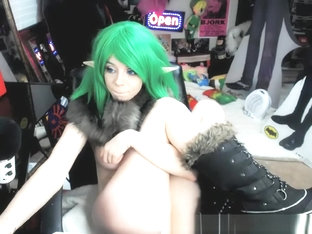 Alternative Girl In Green Hair And Elf Ears