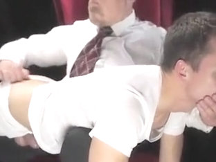 Sensual spanking makes young elder cum