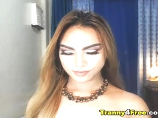 Hot Asian Shemale Maturbates Her Hard Cock