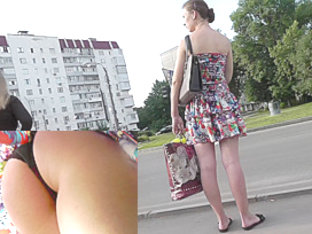 Amateur woman with nice ass was upskirted in public