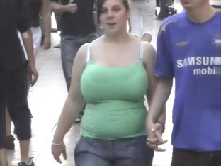 Candid Bbw Busty Green Tanktop