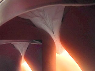 Girl with panty pad in the amateur upskirt video