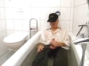 Soaked leather panties and white shirt