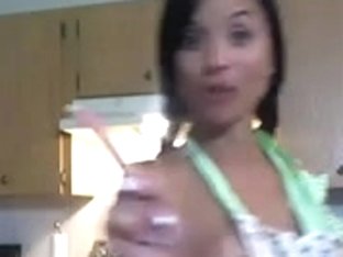 Sexy Pig-tailed Brunette Being A Horny Girl In The Kitchen