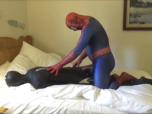 spiderman fucks and cums on his orca dummy