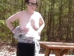 Barely Legal Topless Fuck Buddy With Her Big Tits In Public On Nature Walk Today