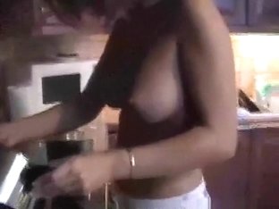 Blonde Girl Prepares A Dessert With Her Big Boobs Naked