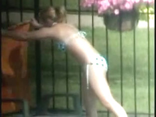 Voyeur shot of yough HS girl by the pool