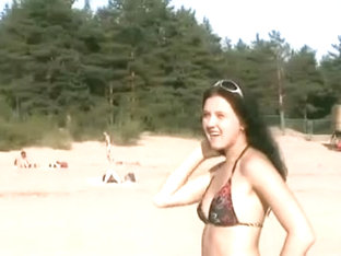 Lovely teens bare their bodies at a nudist beach