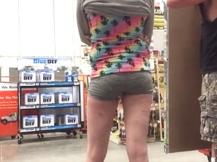 Skinny White Ass In Spandex Shorts Nice Cheeks
