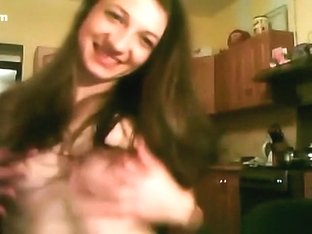 Cute Brunette Girl Teases, Rides A Dildo, Sucks Her BF And Doggystyle Fucks Him On Cam.
