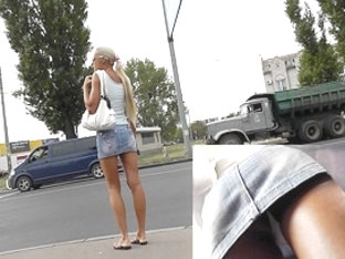 Charming Golden-haired In Outdoor Upskirt Vid