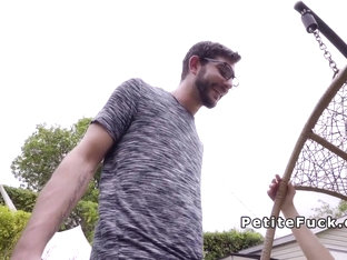 Blonde spinner in white leggings banging