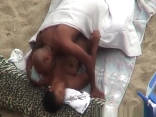 Nudist black couple spied fucking in beach