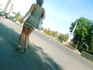 Hot Slut In Miniskirt Caught In Street Candid Video