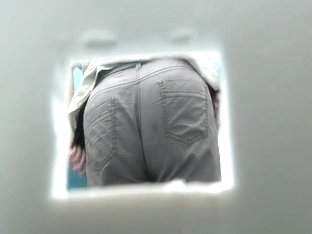 Chubby Ass Takes A Pee In Portable Toilet