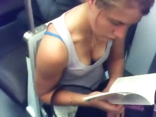 Busty Teen Girl Reading In The Train