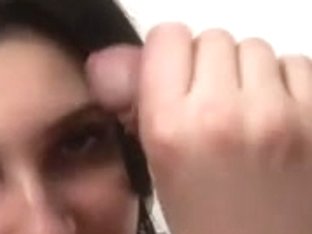 brunette girl handjob