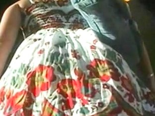 Sexy upskirt video with sexy babe in summer dress