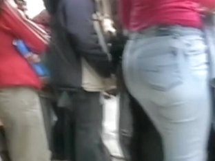 Denim Jeans And Nice Ass Voyeur On The Stations