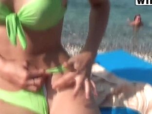 Pretty Young Slut Spends Her Day At The Beach And Relax