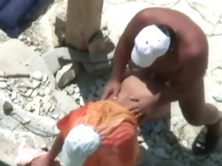 straight bear fucks his lady on the nude beach