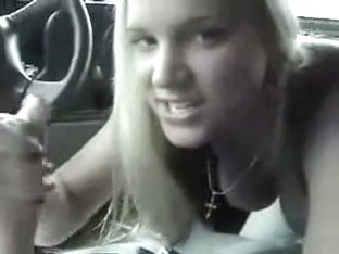 Hot Golden-haired Oral-service Job In The Car