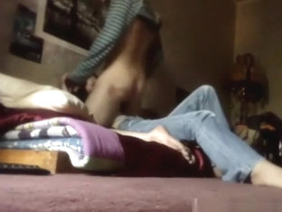 Hot Brunette Gives Her BF A Blowjob On Something Called 'a Bed'