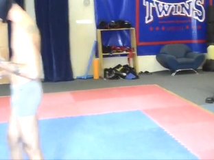 Abbie Cat And Brunette Babe In Is Having Fun During The Wrestling Match