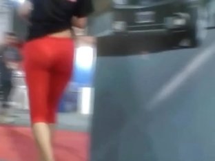 Street Candid Video With Sexy Blonde In Red Pants