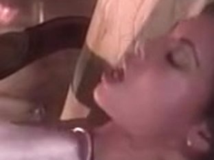 Horny brunette hair with natural milk shakes is doing amazing oral-service in the room