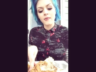 Blue Hair Girl Eating Burping And Farting !