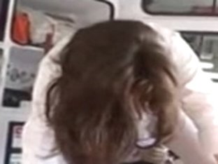 Mature fucked in an ambulance