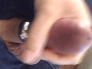 Wanking wearing two cock rings