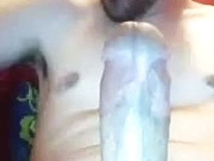 Nice-looking poof is jerking off in his room and shooting himself on computer webcam