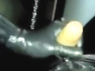 Cumming in rubber with a ally
