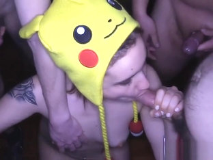 Cute Teen Wearing Pikachu Hat Gets Several Anal Creampies