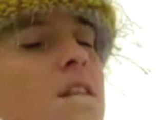 Gal plays with herself in snow