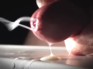 Crushed Shrunken Woman Lubes Giant Man's Cock for Huge Cumshot Close Up